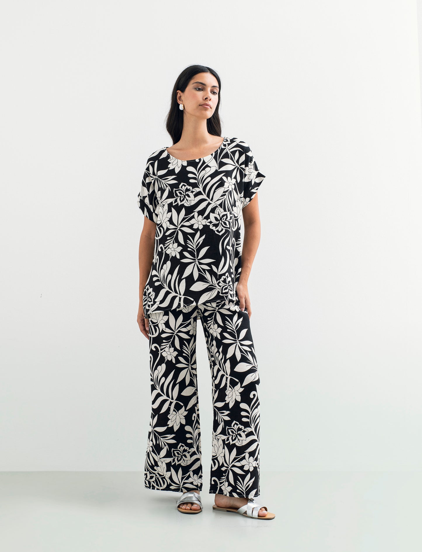 Pantalone palazzo stampato - Fiorato