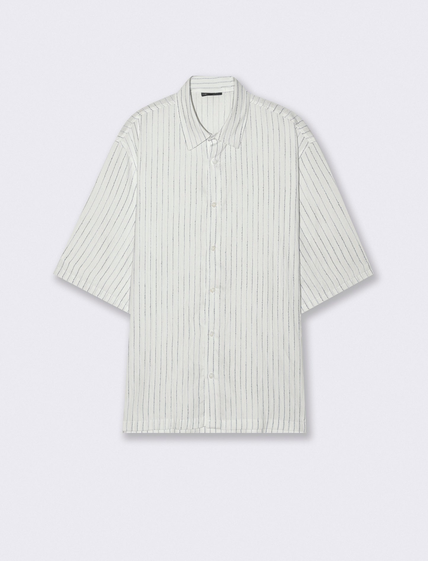 Boxy fit embroidered striped shirt - White