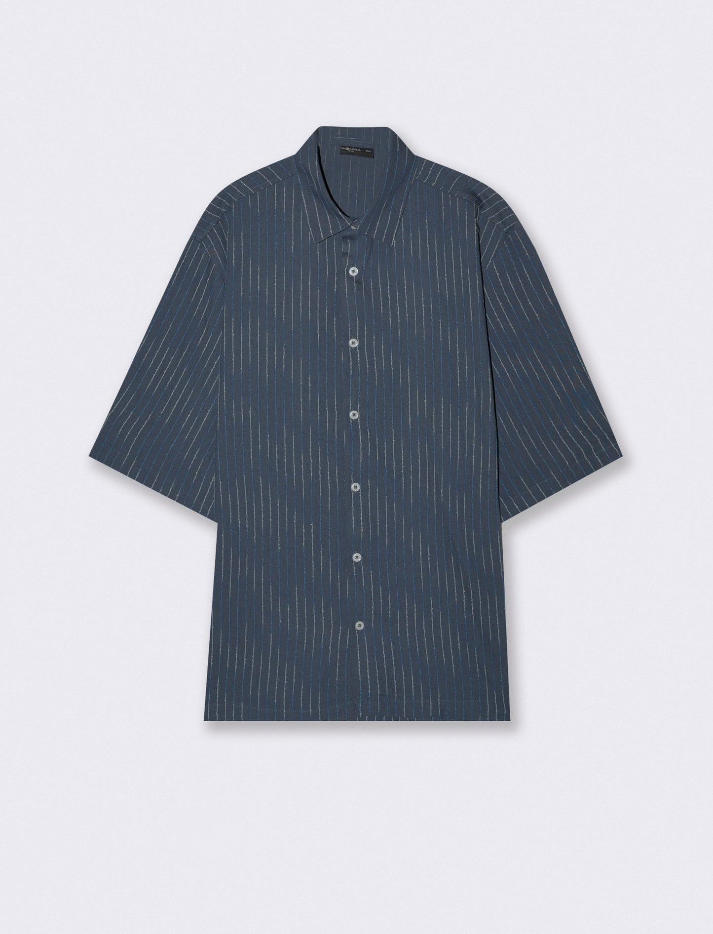 Boxy fit embroidered striped shirt - Blue