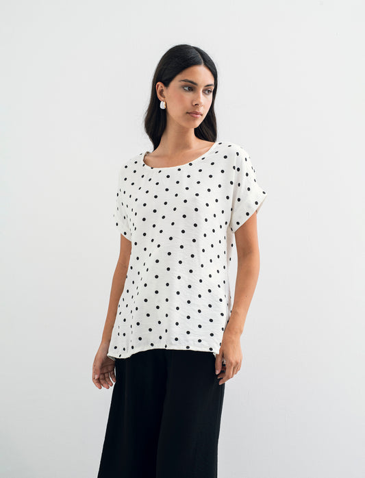 Tshirt stampata con vestibilità over - Pois