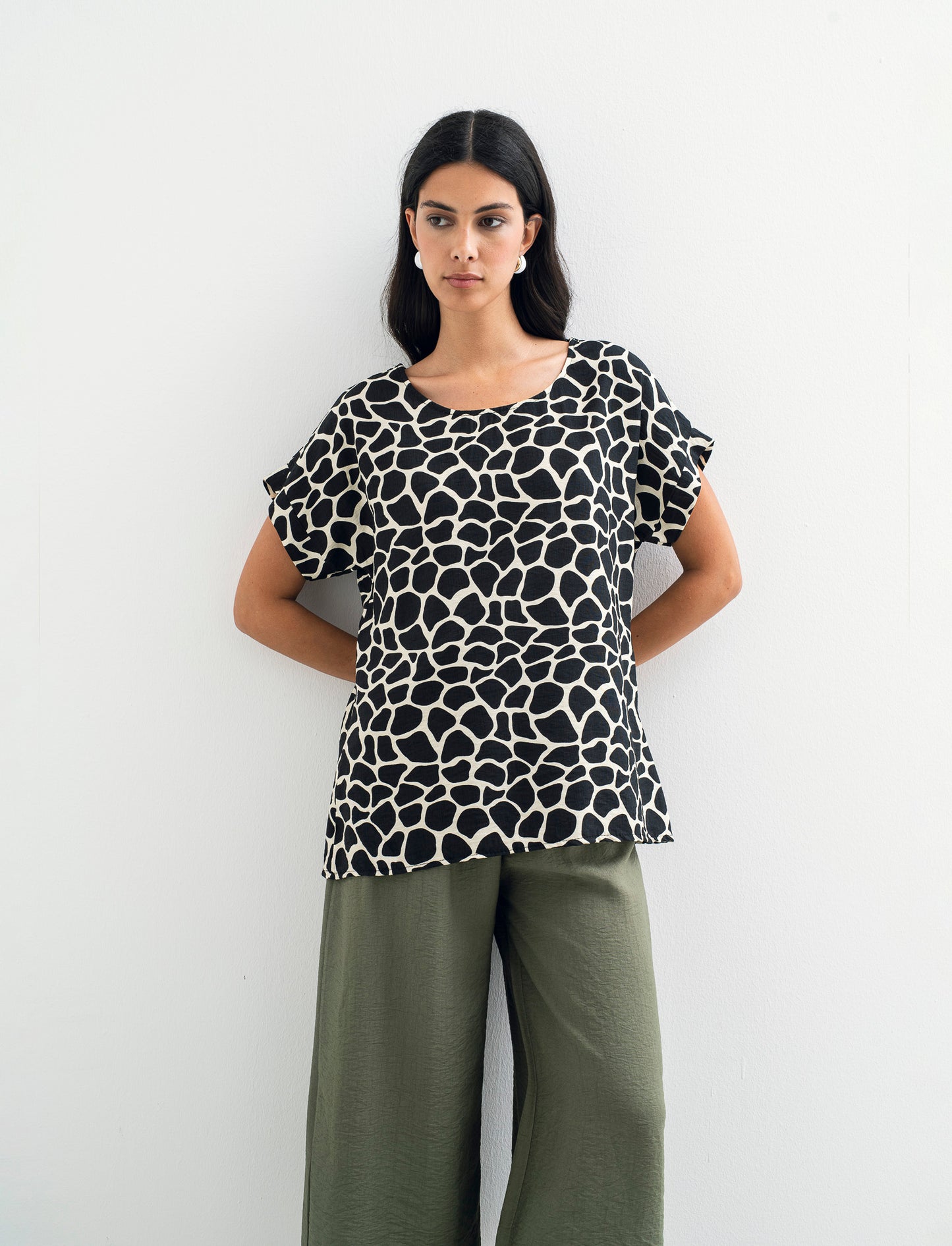 Tshirt stampata con vestibilità over - Nero