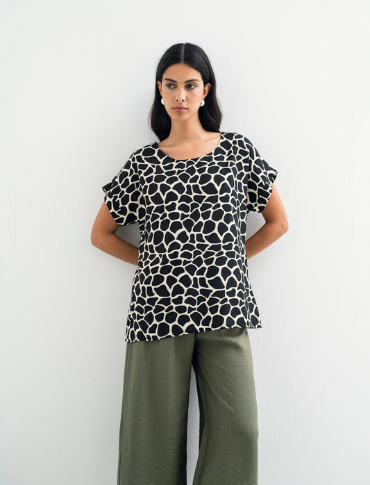 Tshirt stampata con vestibilità over - Nero