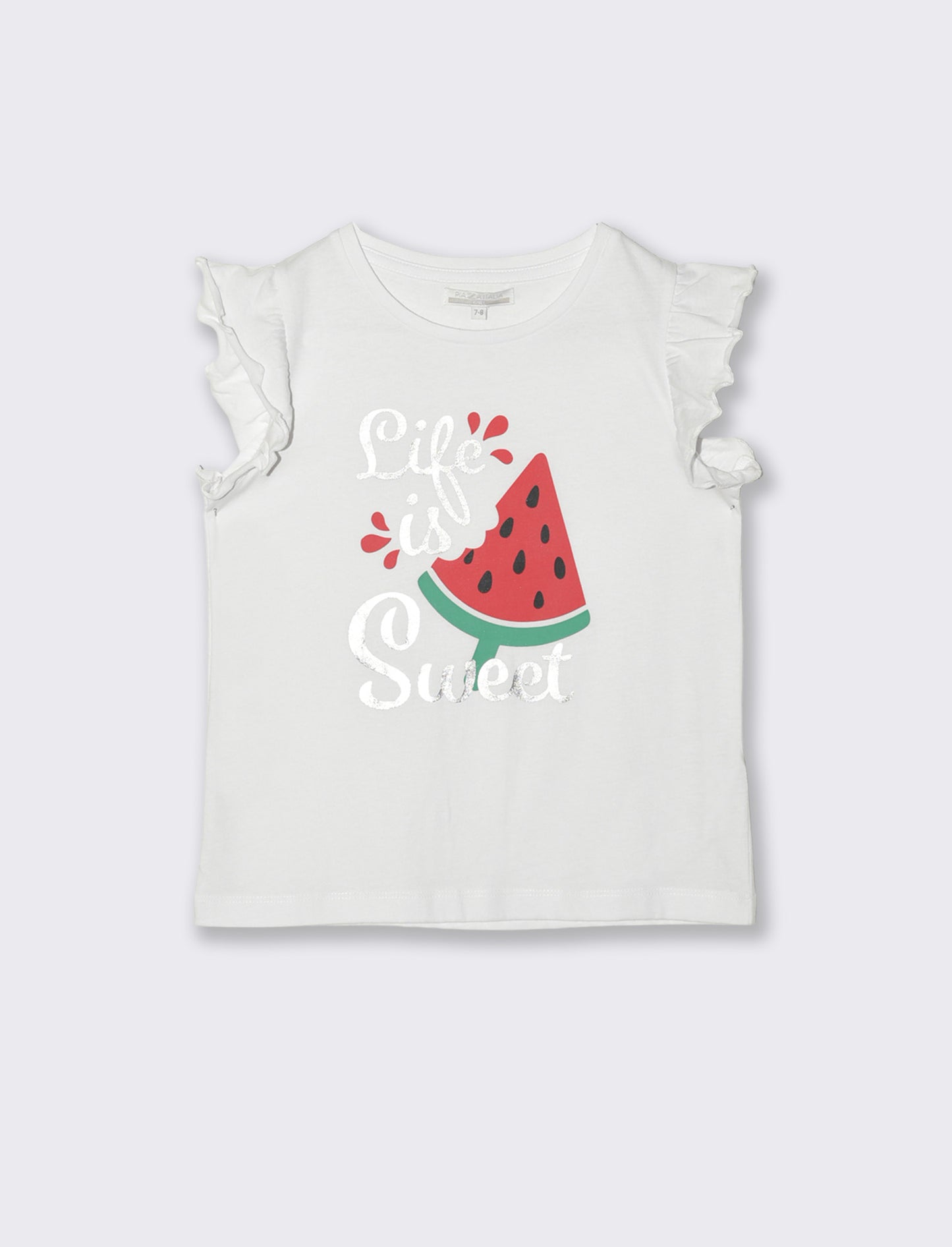 Summer T-shirt for girls with colorful print - White