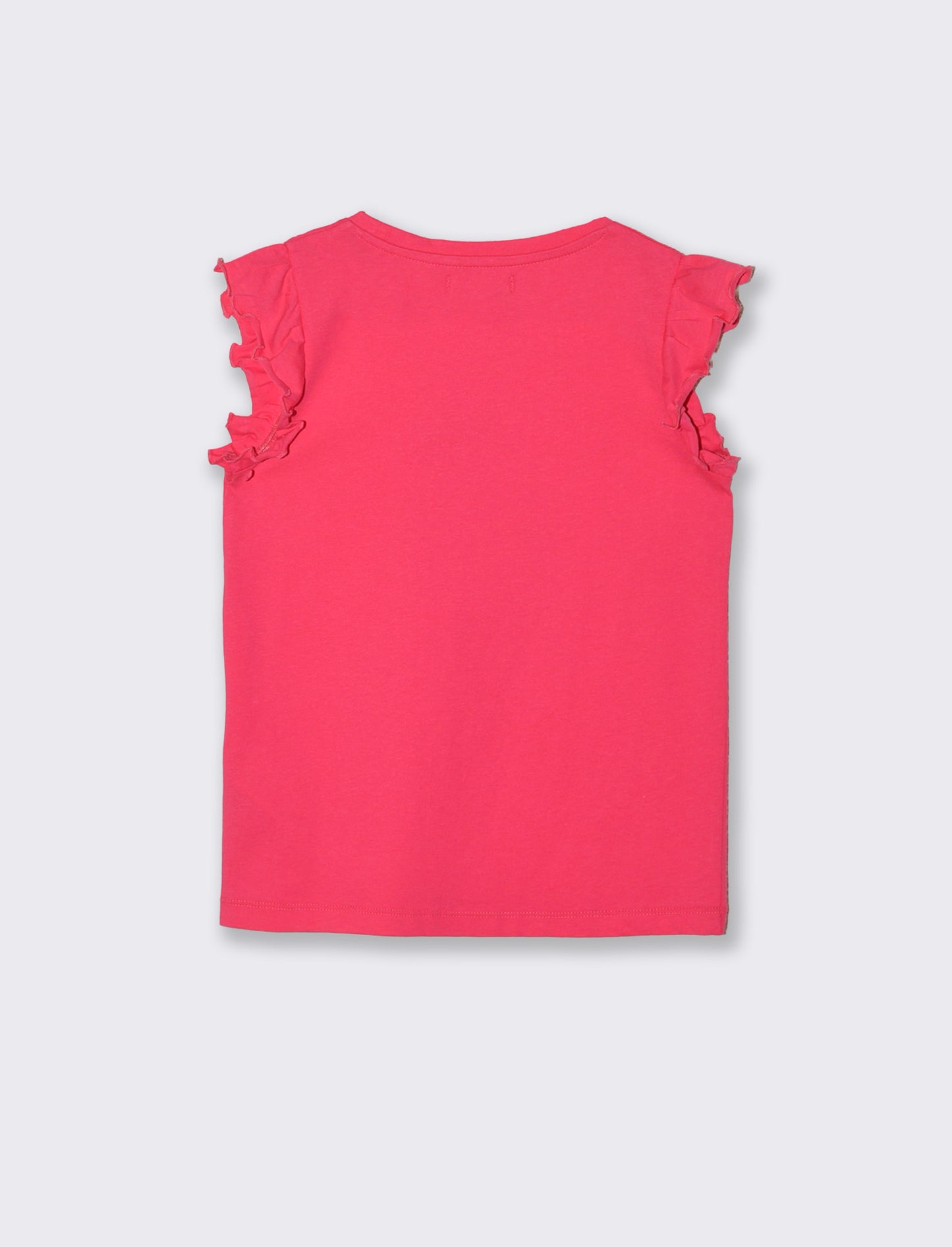 Summer T-shirt for girls with colorful print - Fuxia
