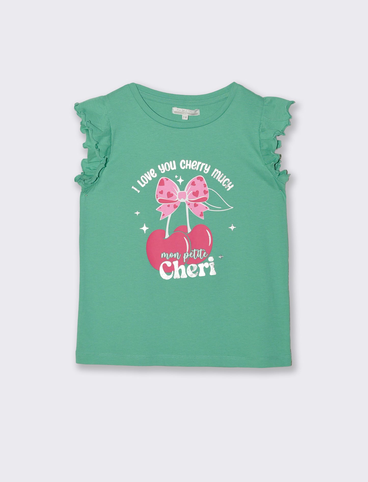 Summer T-shirt for girls with colorful print - Green