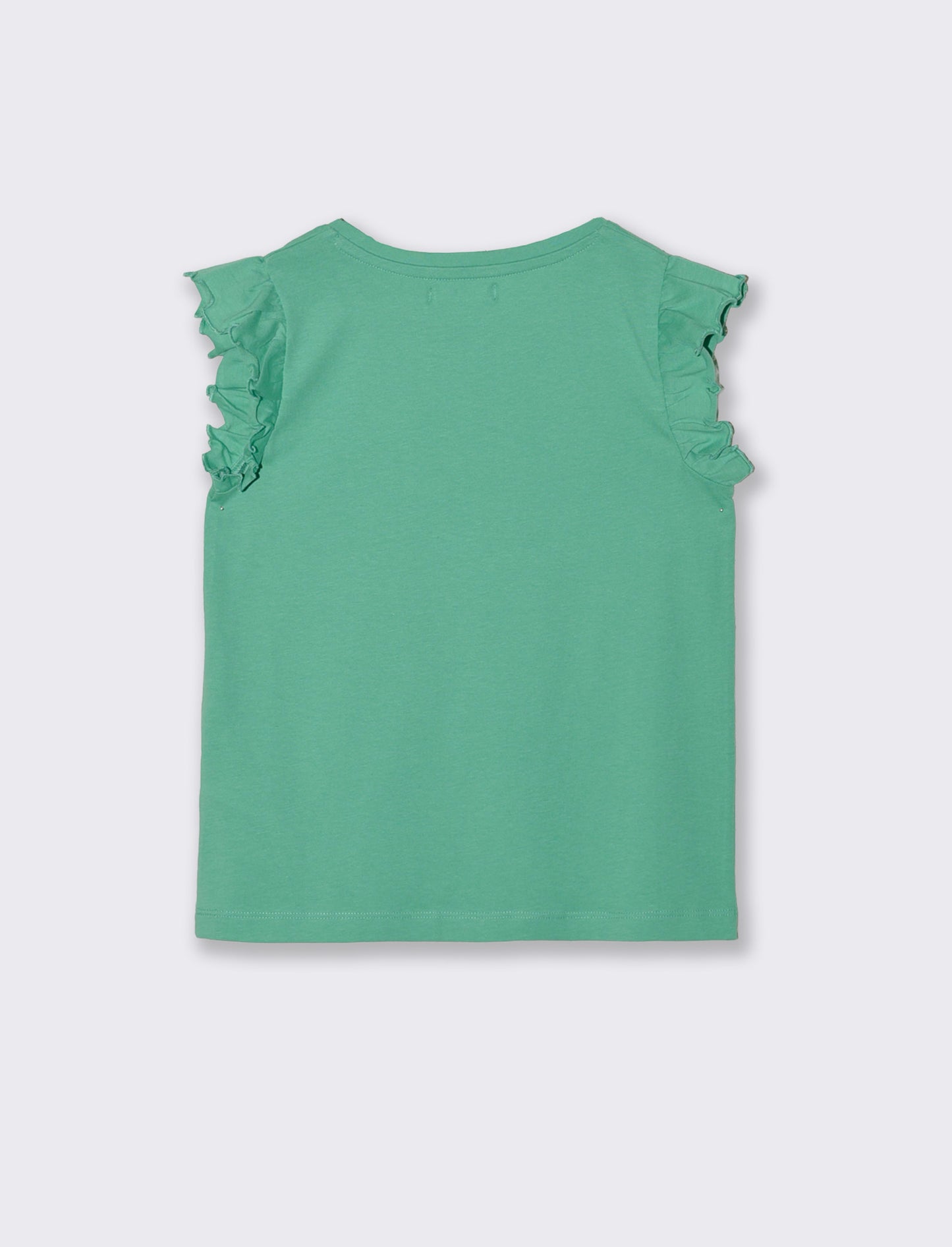Summer T-shirt for girls with colorful print - Green