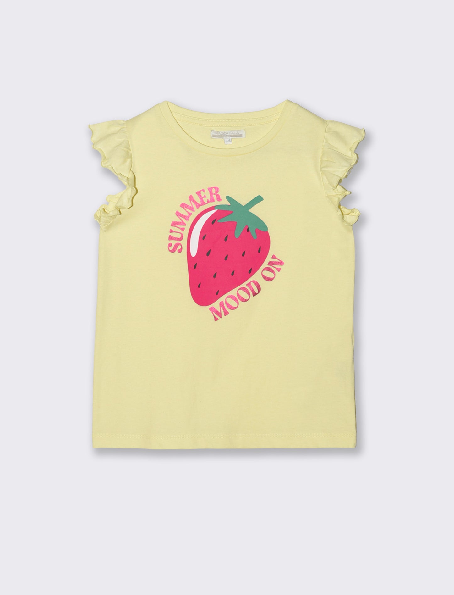 Summer T-shirt for girls with colorful print - Yellow