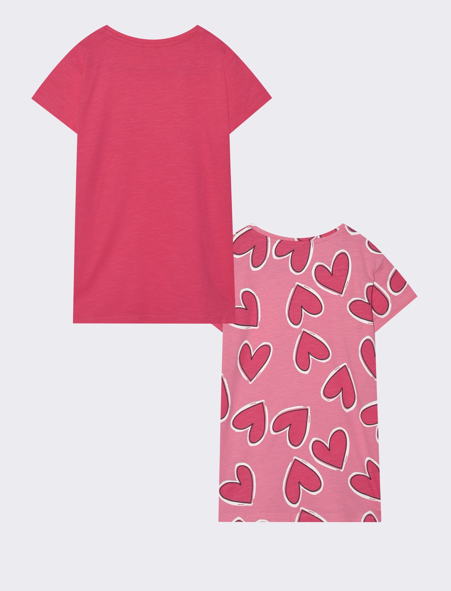 2 pack T- shirt mezza manica tinta unita e  stampata - Fuxia