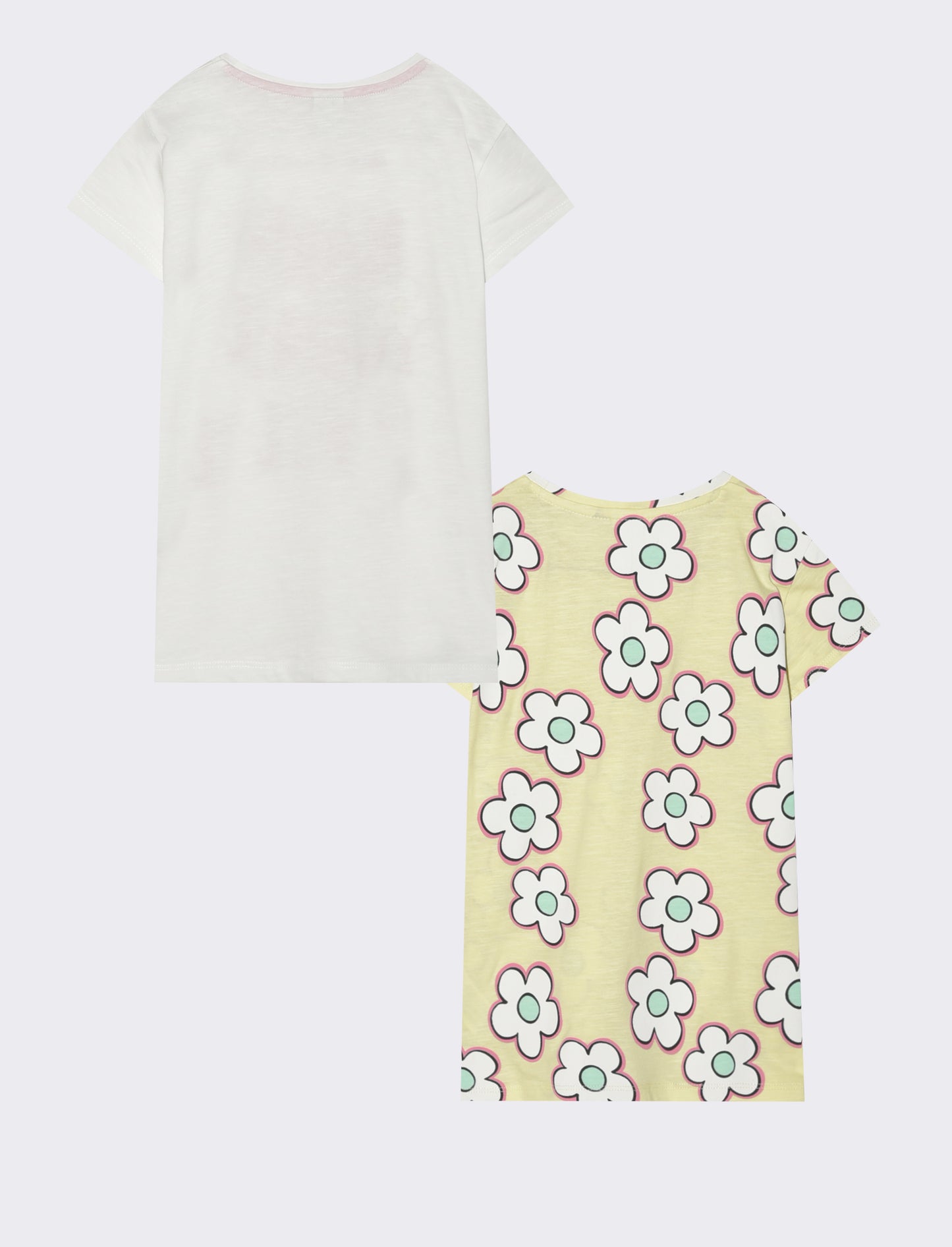 2 pack T- shirt mezza manica tinta unita e  stampata - Giallo