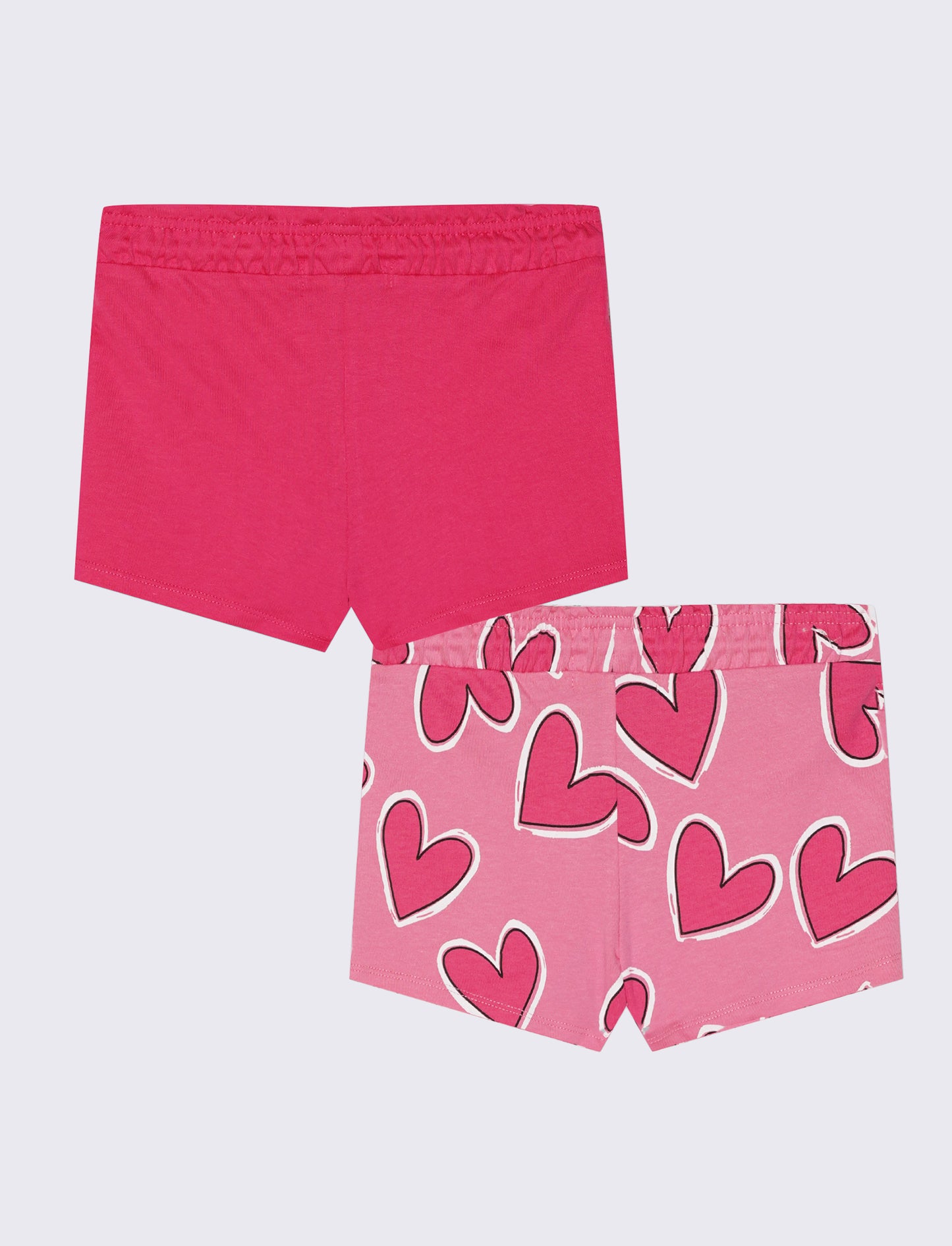 2 pack shorts in french terry tinta unita e stampato. - Fuxia