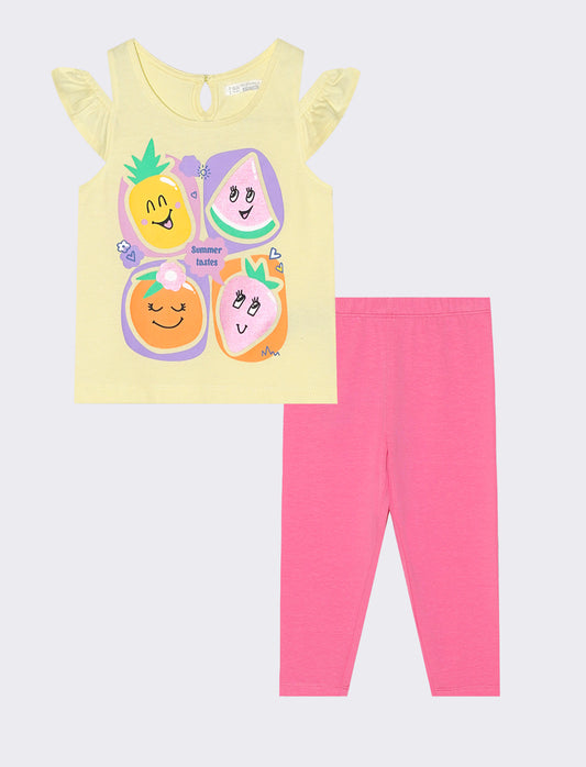 Set due pezzi con stampa per look quotidiani - Giallo