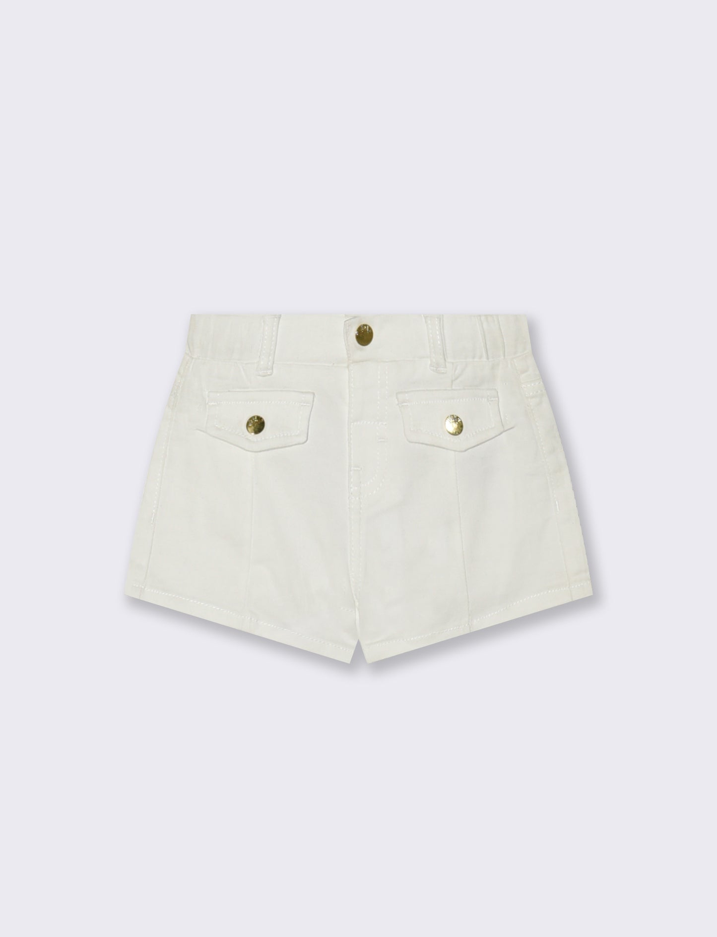 Twill shorts with pockets and adjustable waist - White