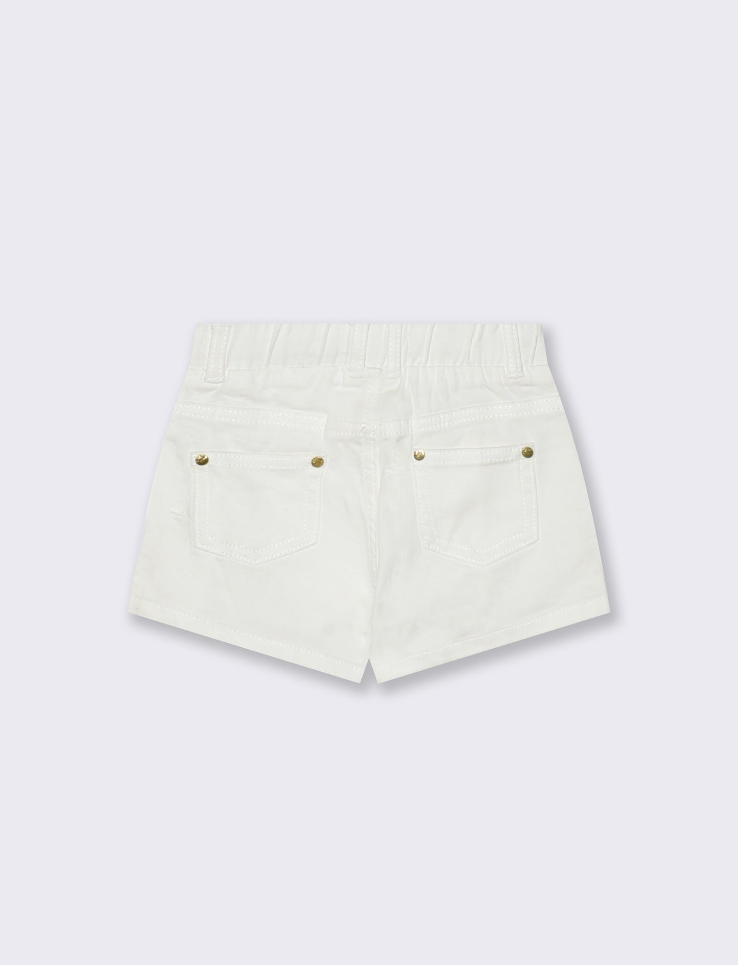 Twill shorts with pockets and adjustable waist - White
