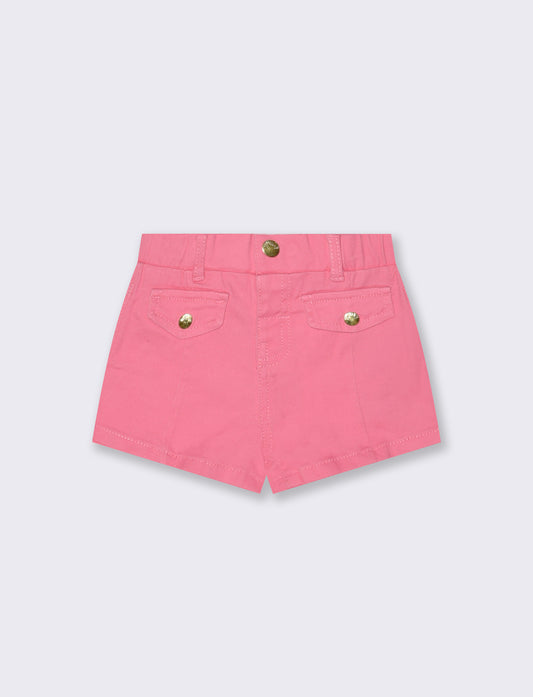 Twill shorts with pockets and adjustable waist - Pink
