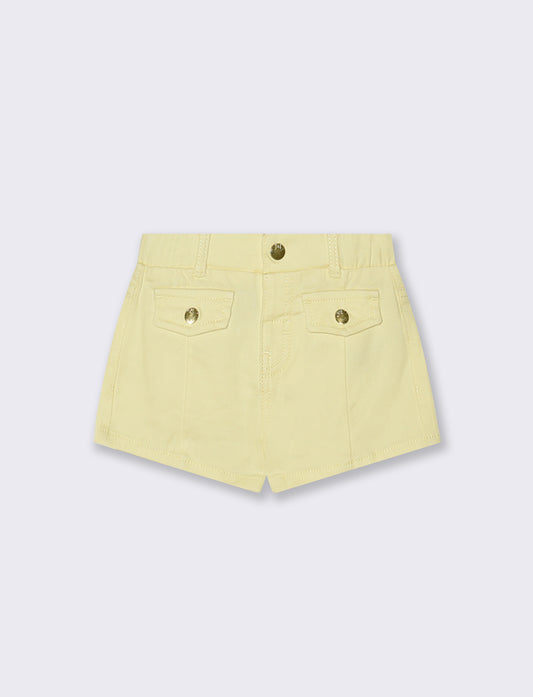 Twill shorts with pockets and adjustable waist - Yellow