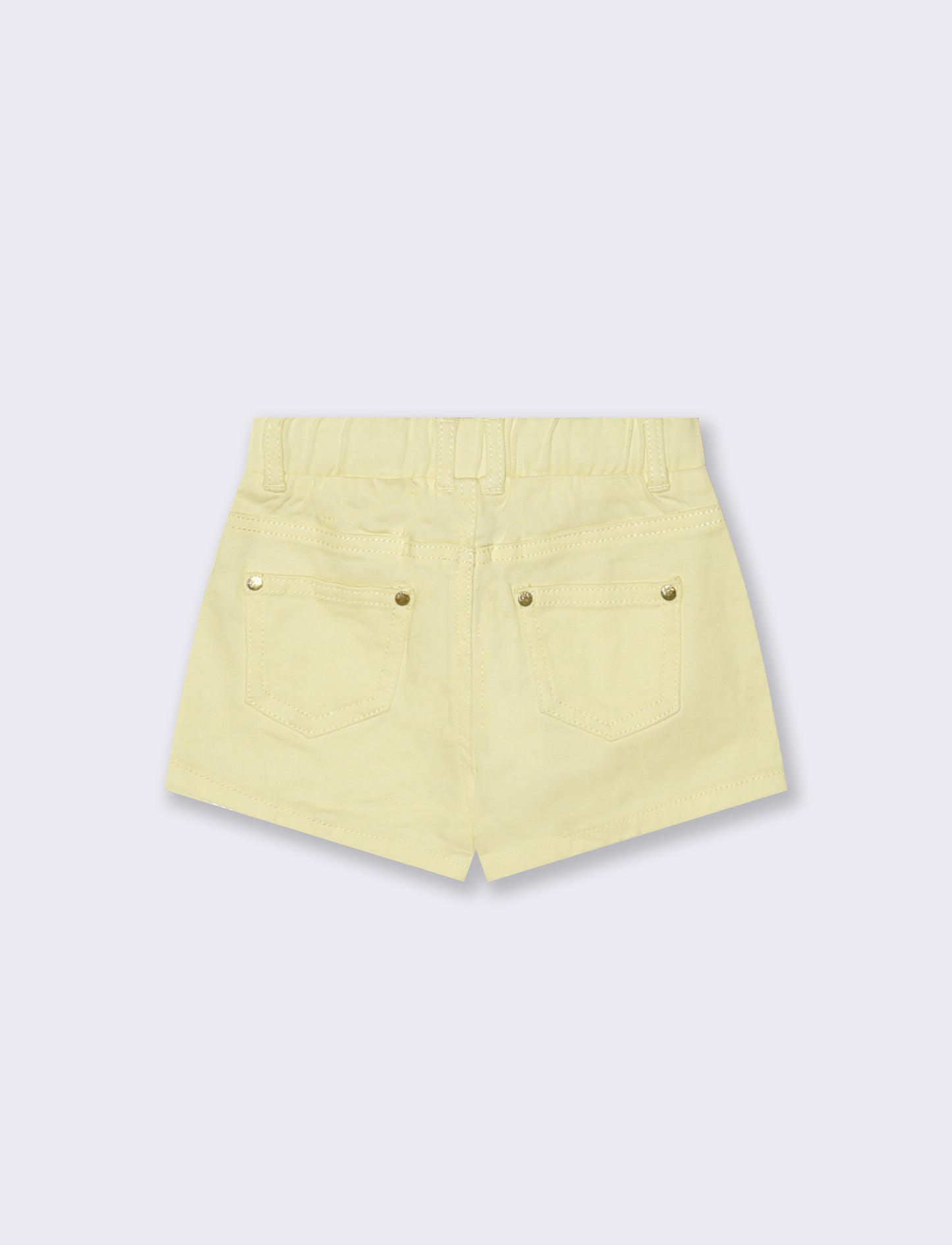 Twill shorts with pockets and adjustable waist - Yellow