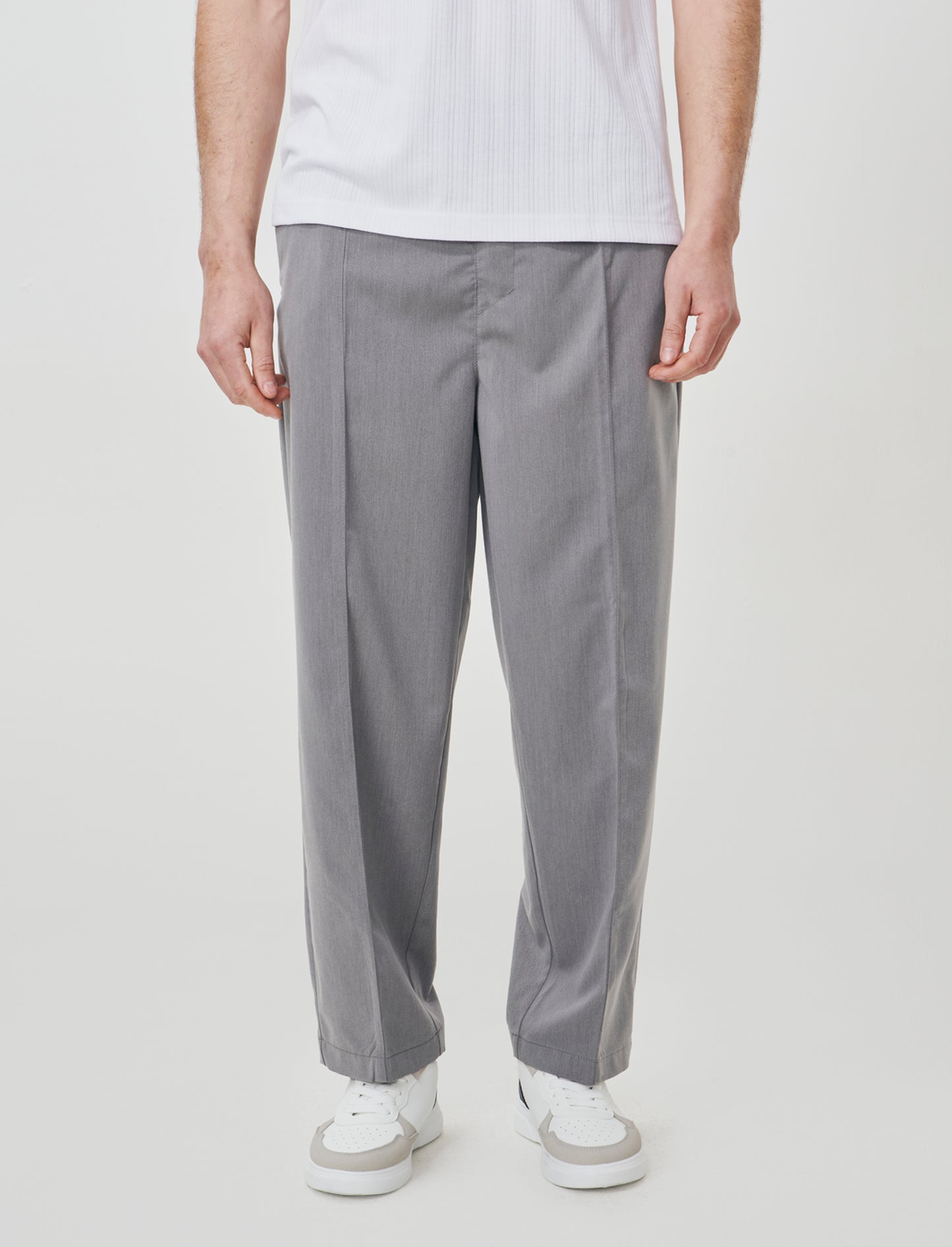 Pantalone Chino Jogger Baggy Fit - Grigio mel.