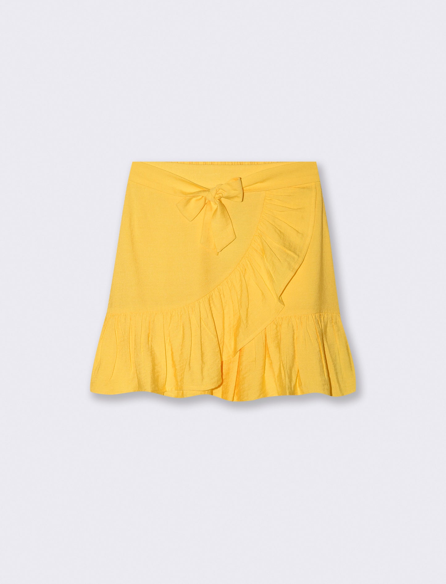Short skirt with ruffles and bow in front - Yellow