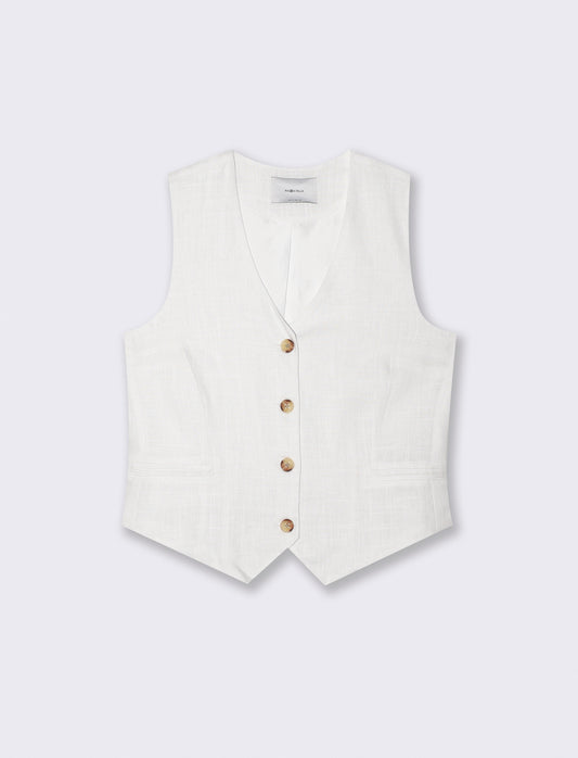 Gilet con tasche a taglio davanti - Bianco