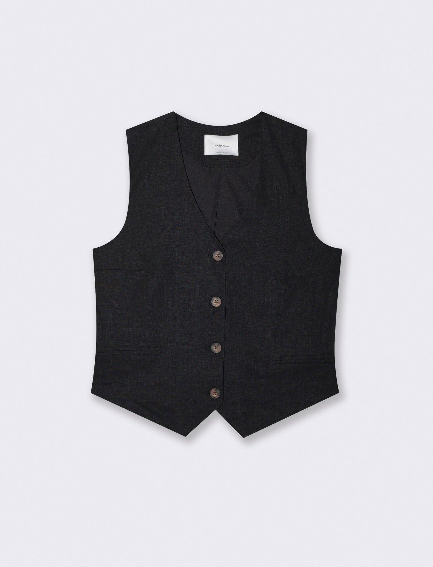 Gilet con tasche a taglio davanti - Nero