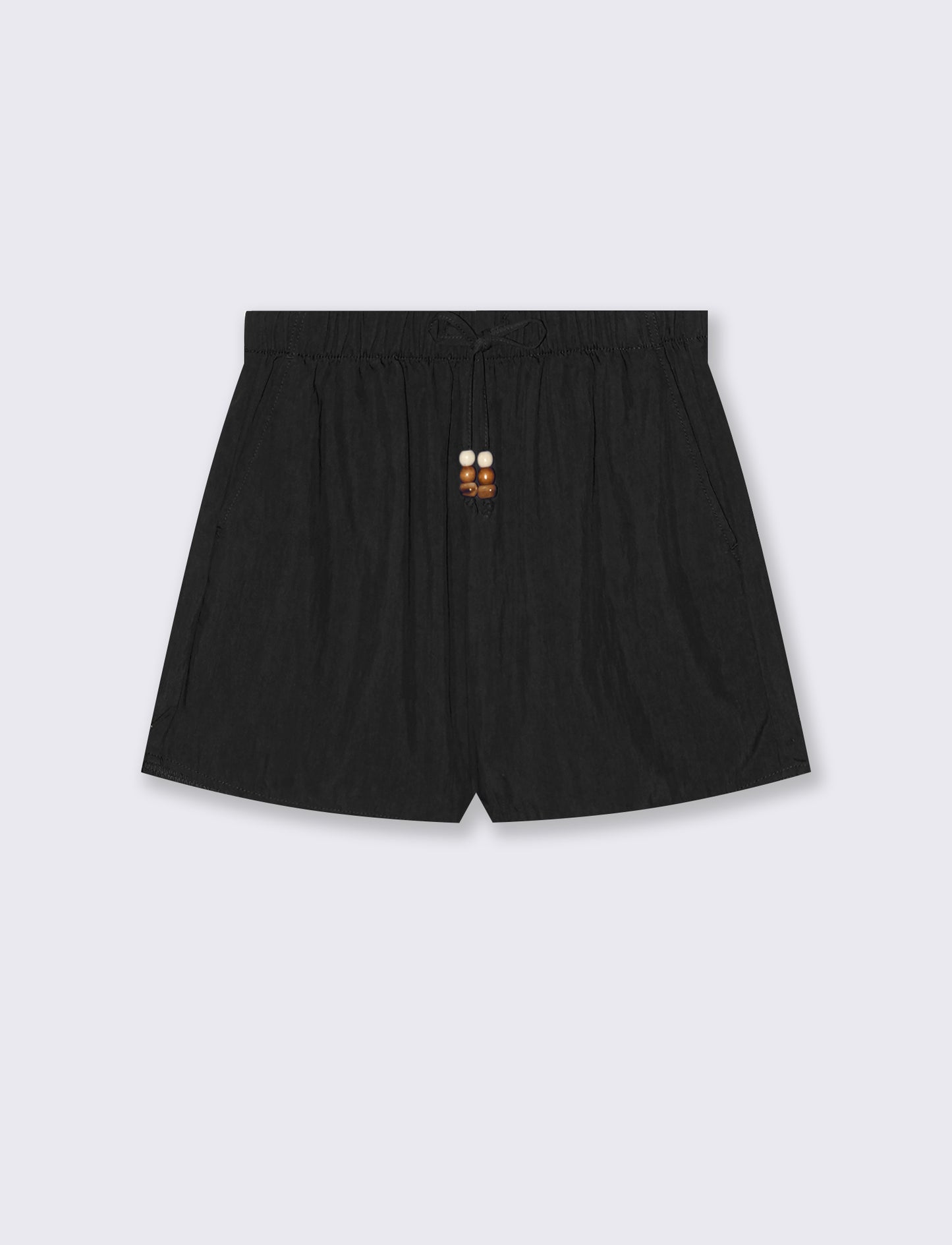 Short elasticizzati con laccetto davanti - Nero