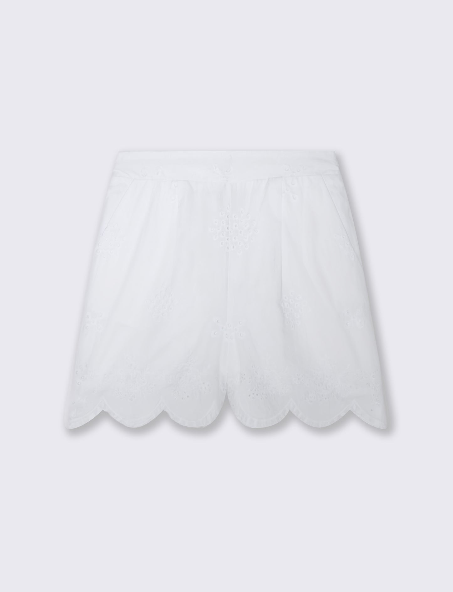 Cotton shorts with sangallo embroidery - White