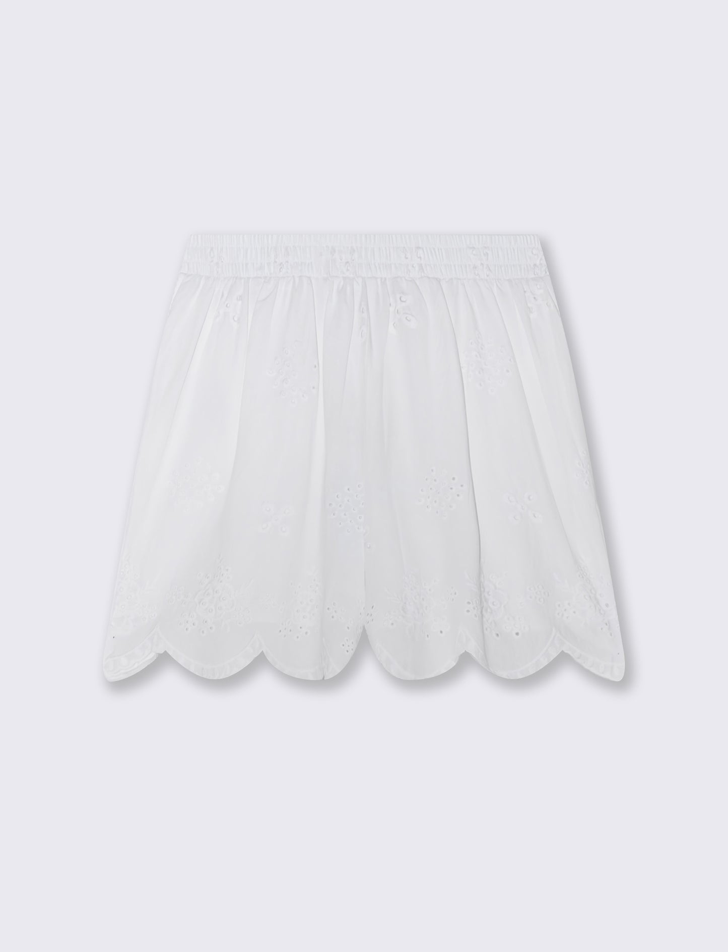 Cotton shorts with sangallo embroidery - White