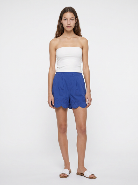 Short in cotone con ricamo sangallo - Royal