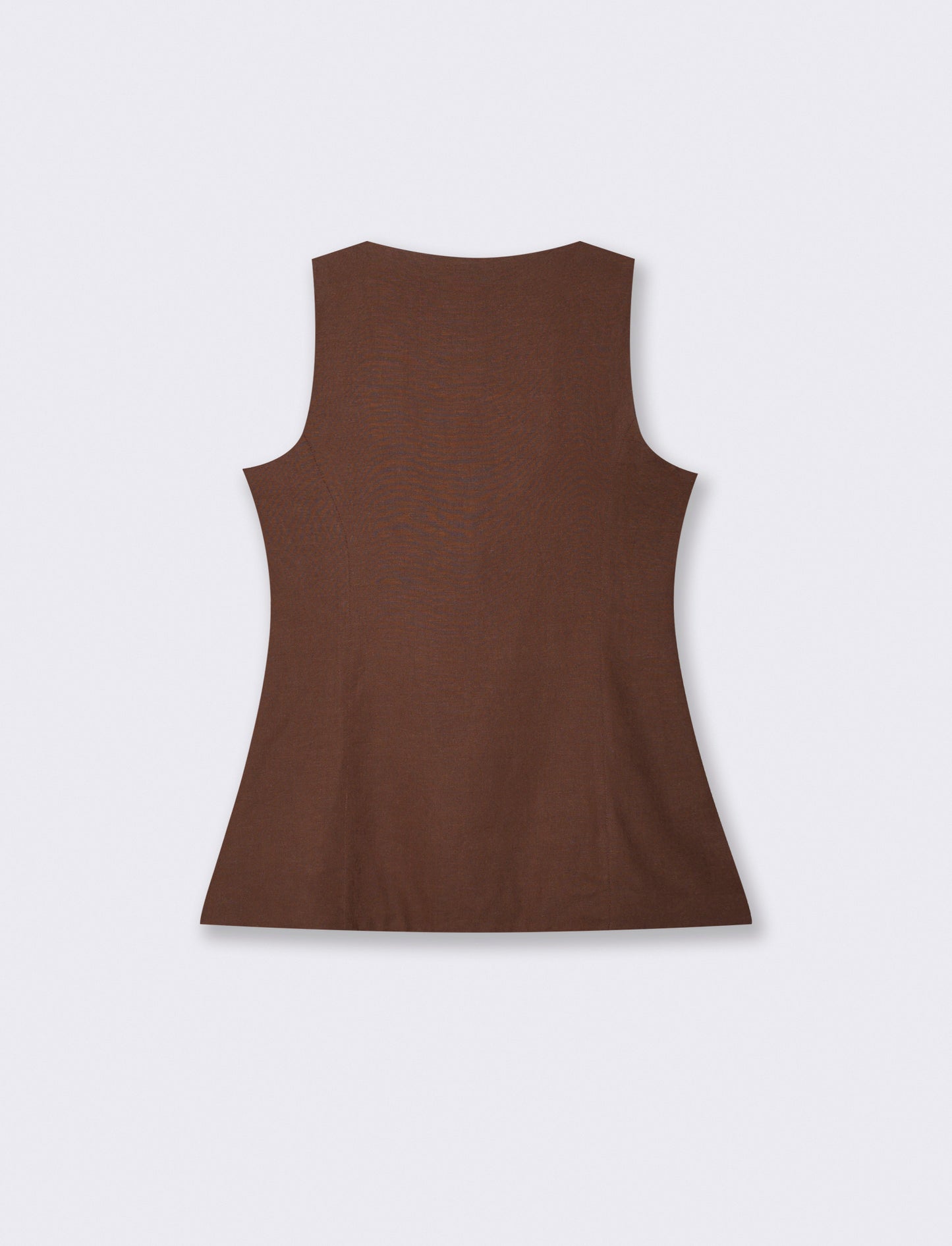 Square Neck Vest with Buttons - Brown