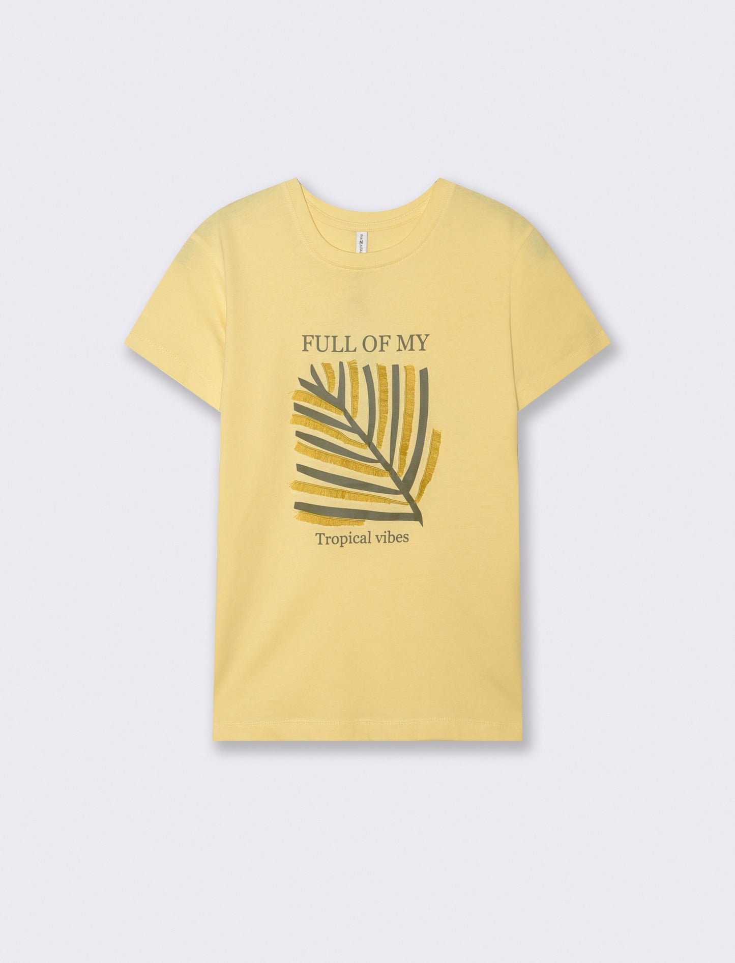 T-Shirt Mezza Manica con Ricamo - Giallo pastello