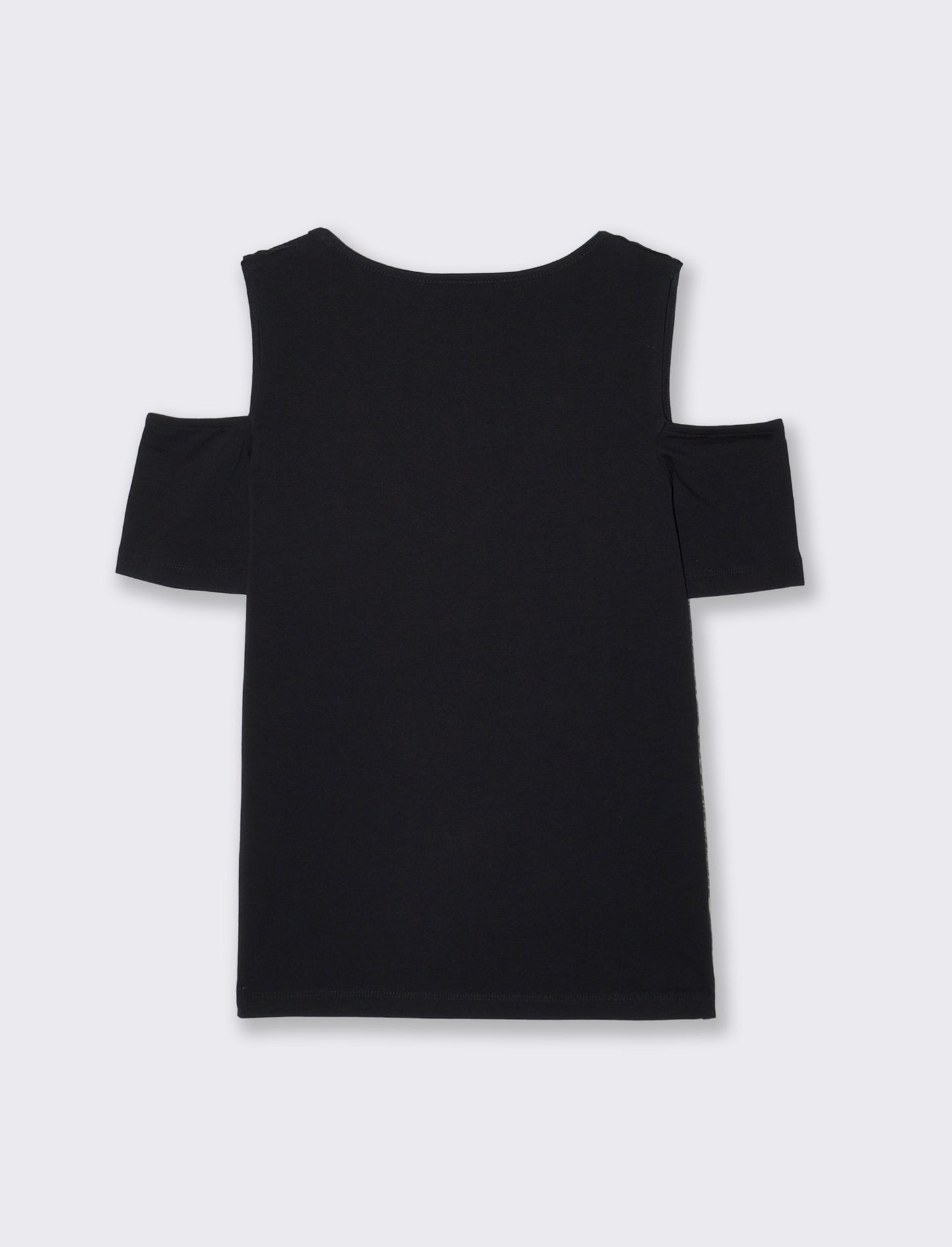 T-Shirt Scollo a V con Apertura - Nero