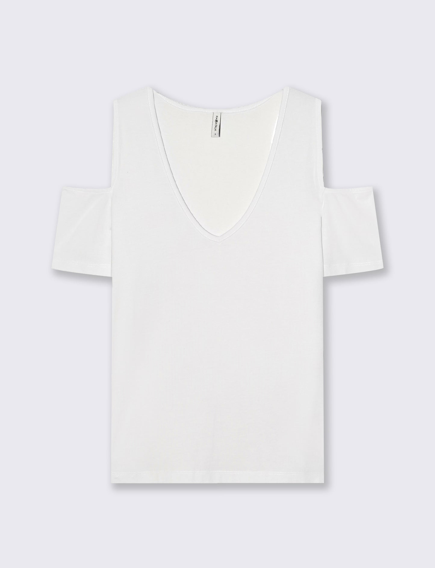T-Shirt Scollo a V con Apertura - Bianco