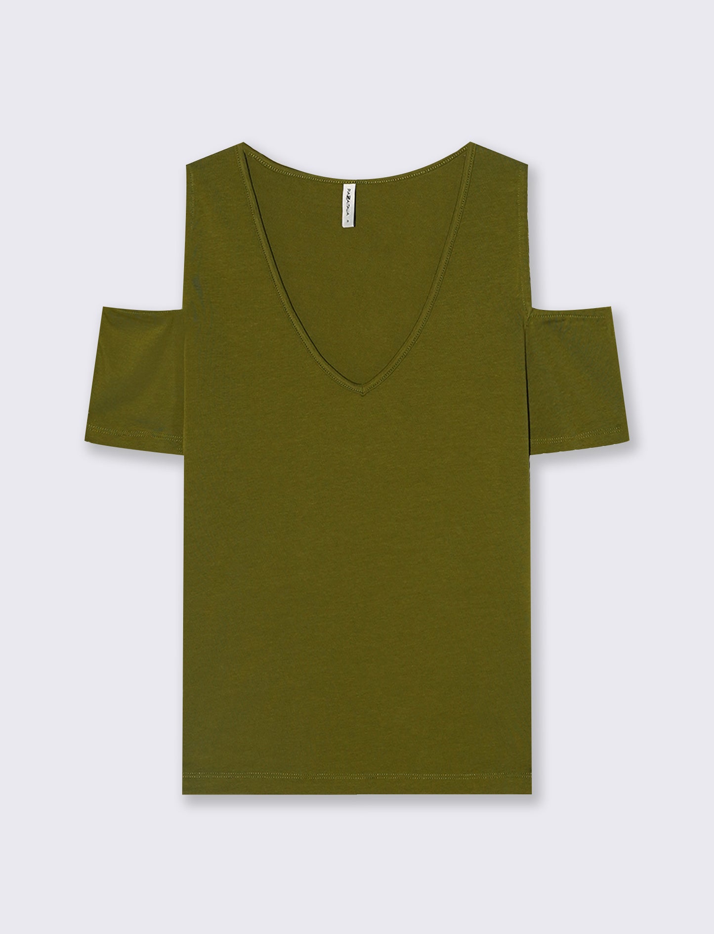 T-Shirt Scollo a V con Apertura - Verde abete