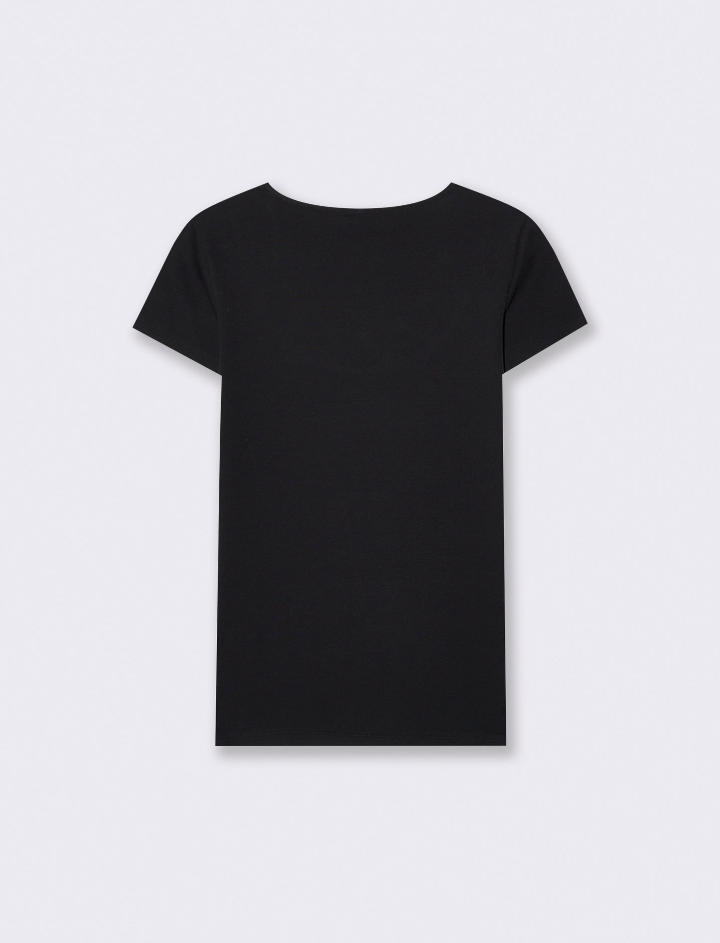 T-shirt manica corta con scollo incrociato - Nero