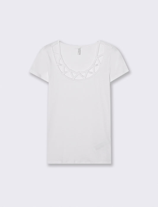 T-shirt manica corta con scollo incrociato - Bianco