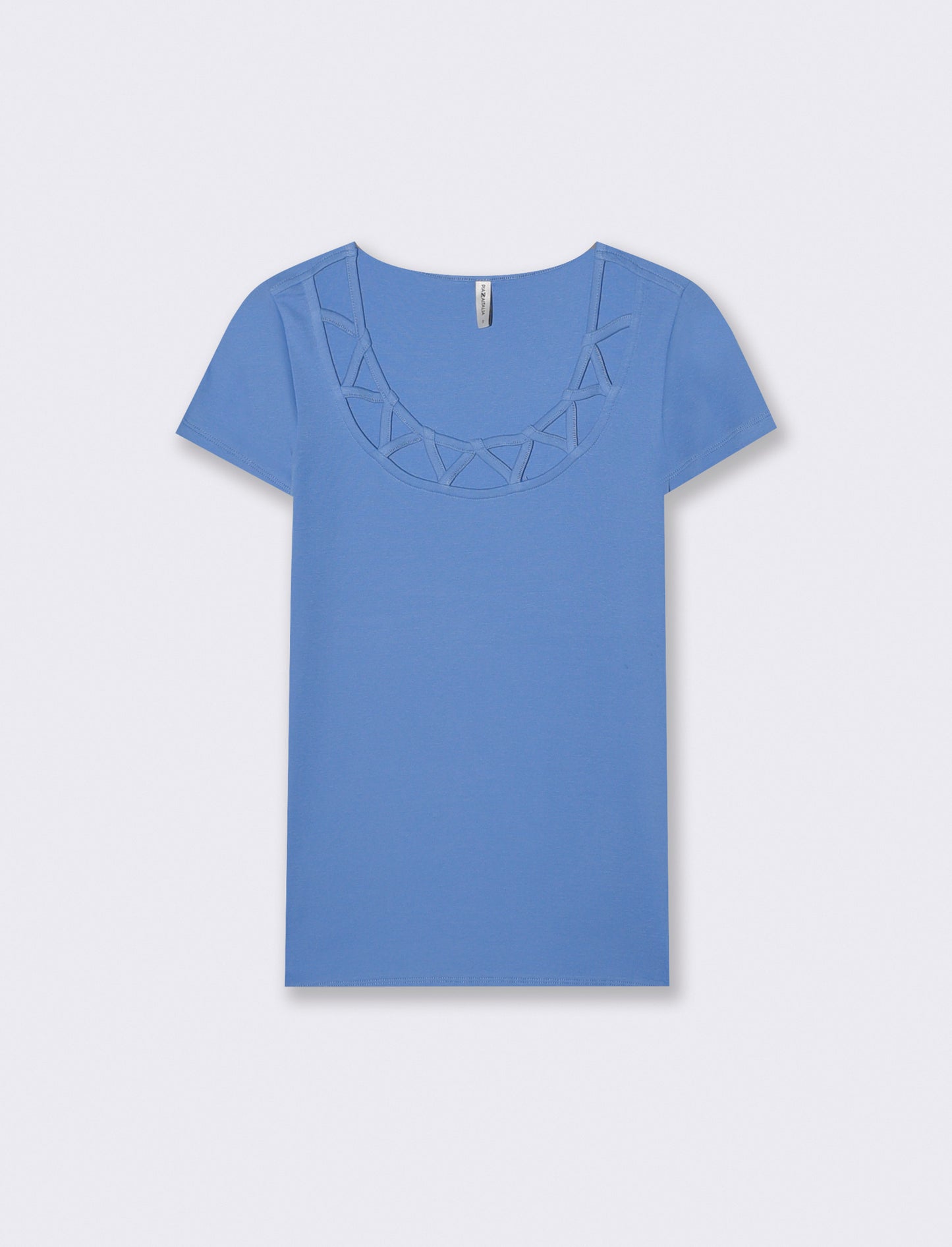 T-shirt manica corta con scollo incrociato - Azzurro