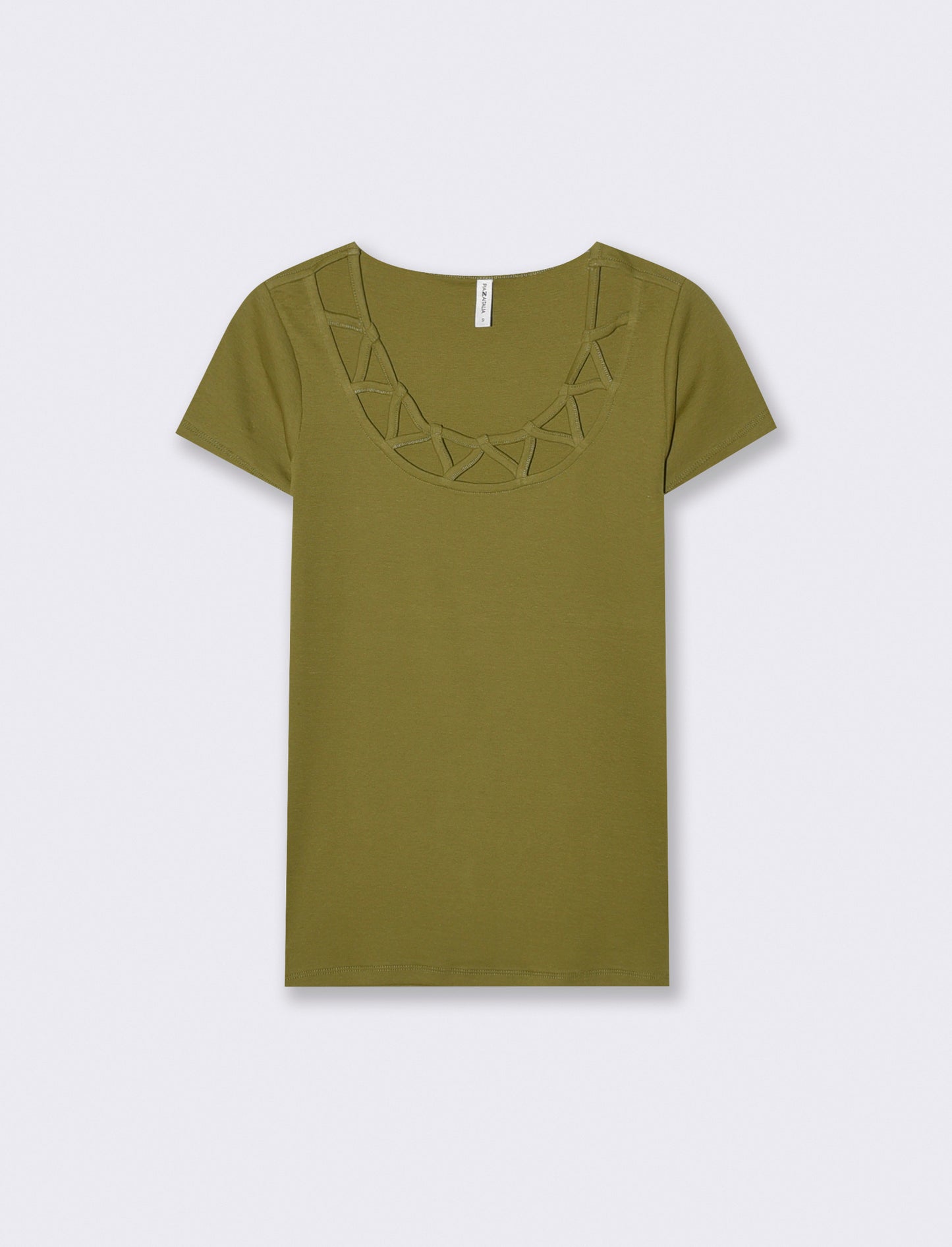 T-shirt manica corta con scollo incrociato - Verde abete