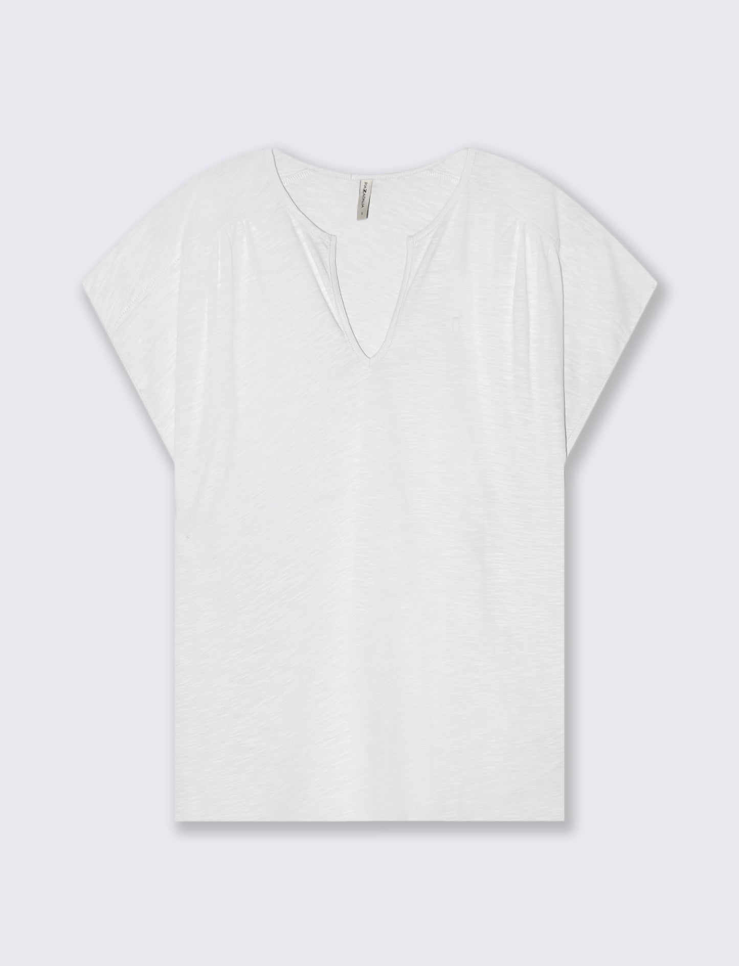 T-Shirt Mezza Manica Scollo Serafino - Bianco