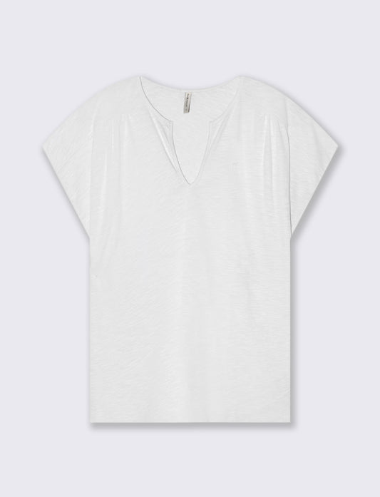 T-Shirt Mezza Manica Scollo Serafino - Bianco