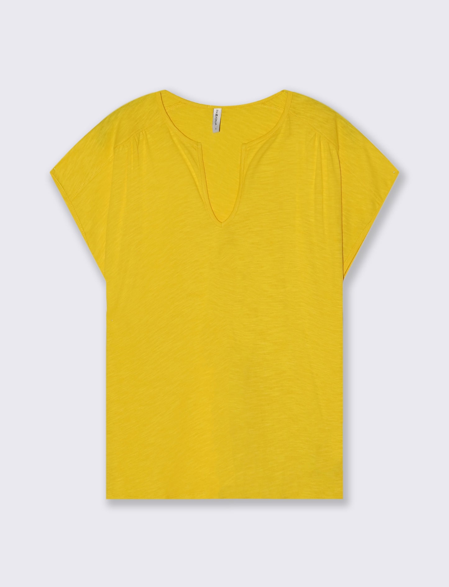 T-Shirt Mezza Manica Scollo Serafino - Giallo limone