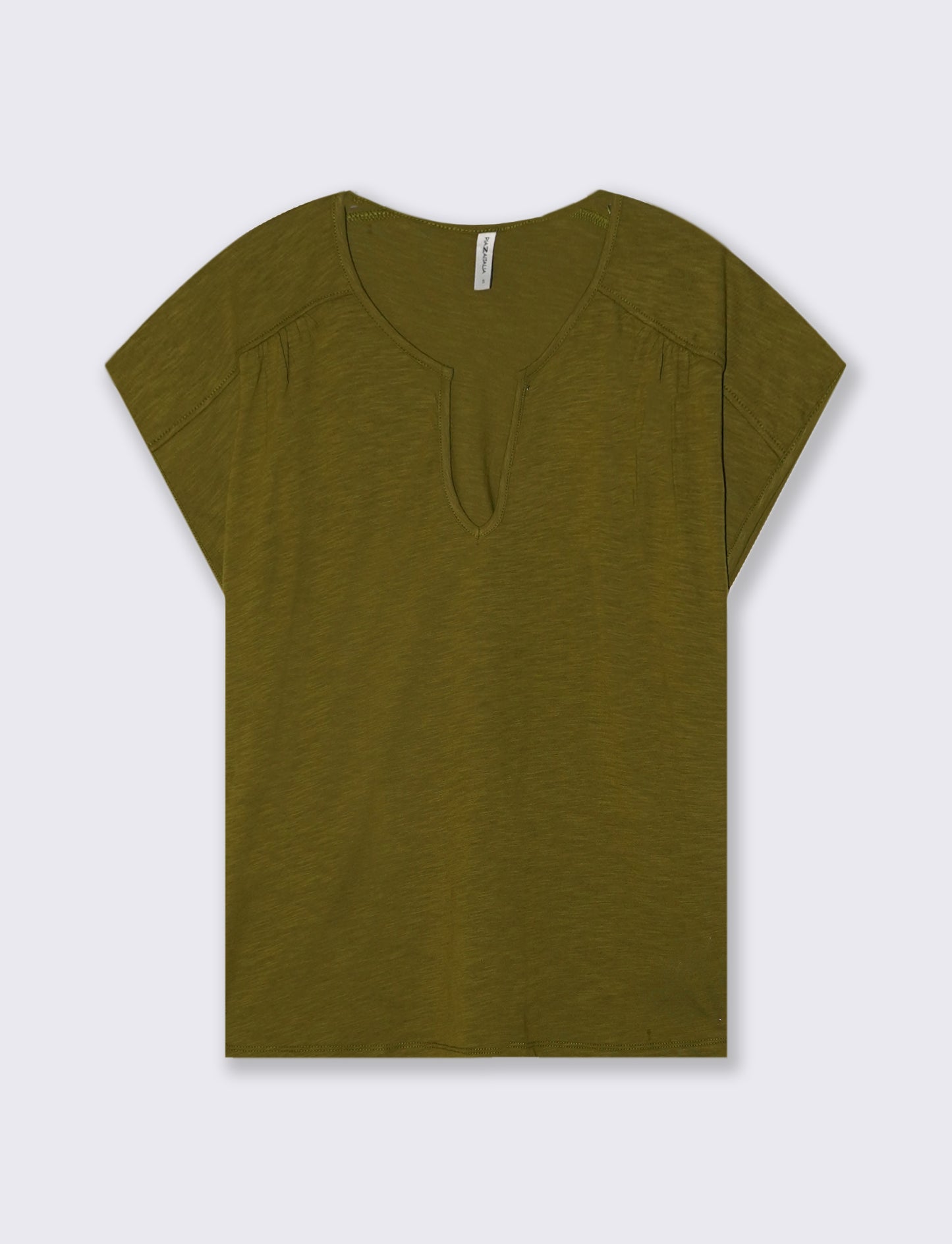 T-Shirt Mezza Manica Scollo Serafino - Verde abete