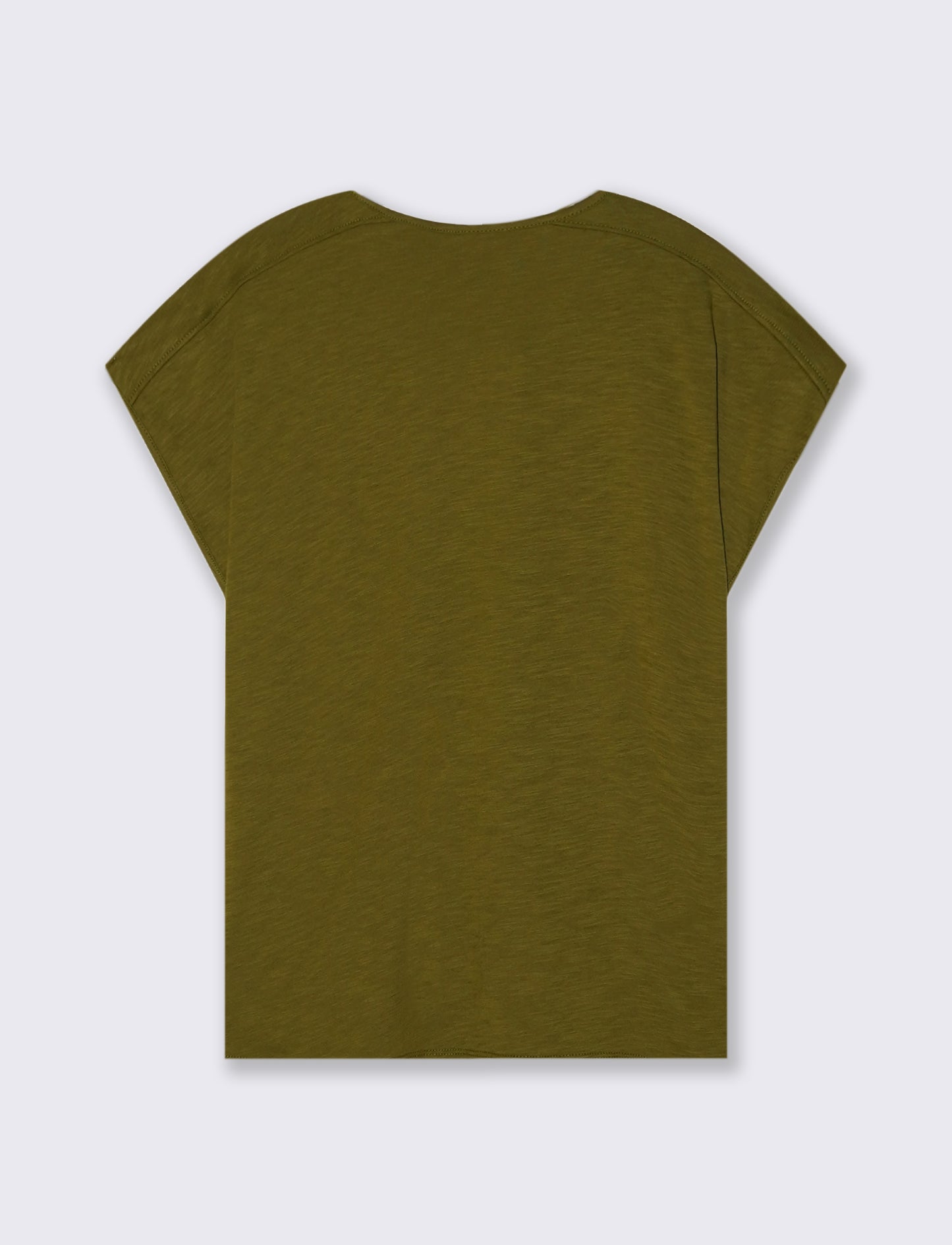 T-Shirt Mezza Manica Scollo Serafino - Verde abete