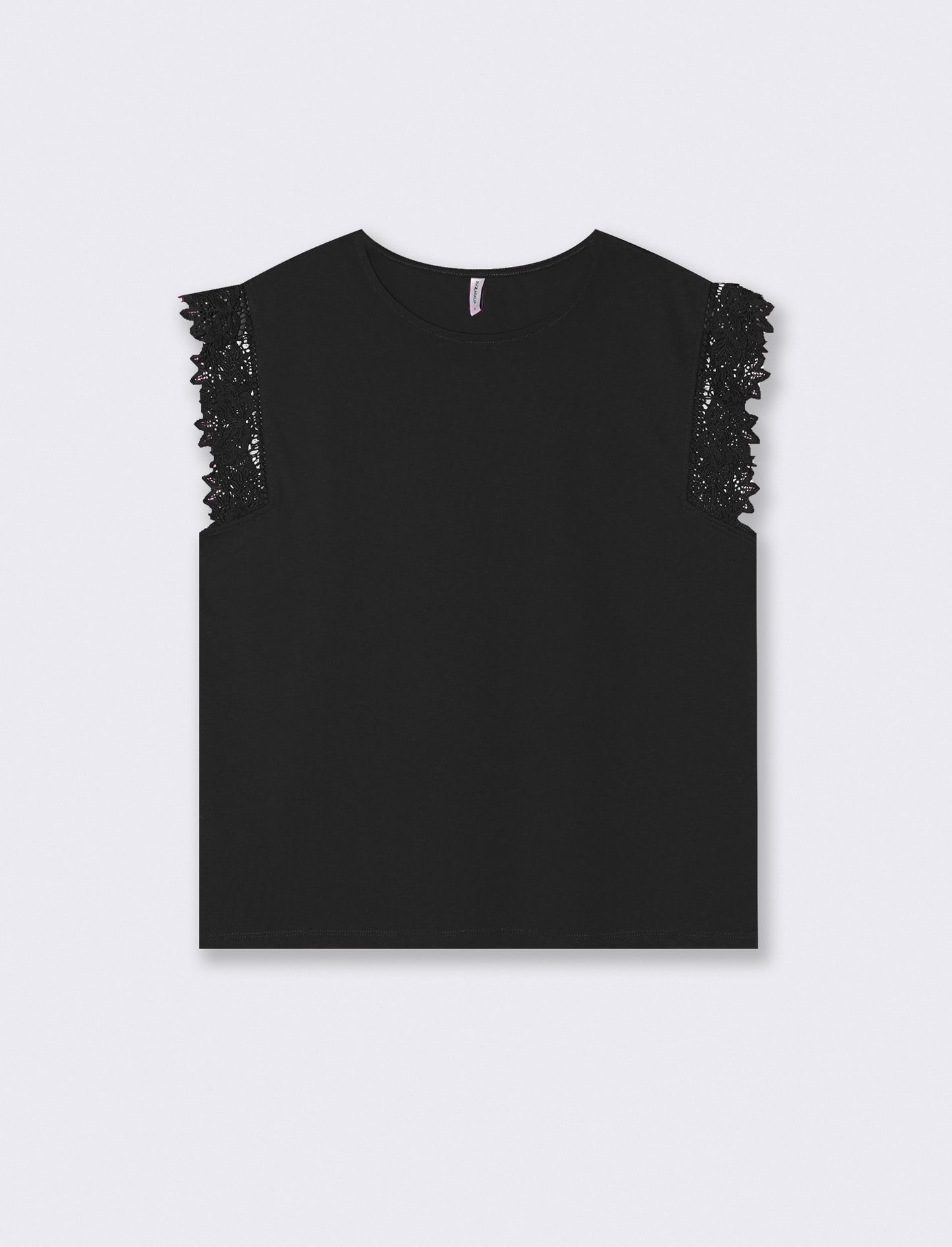 T-shirt in pizzo per donne eleganti - Nero