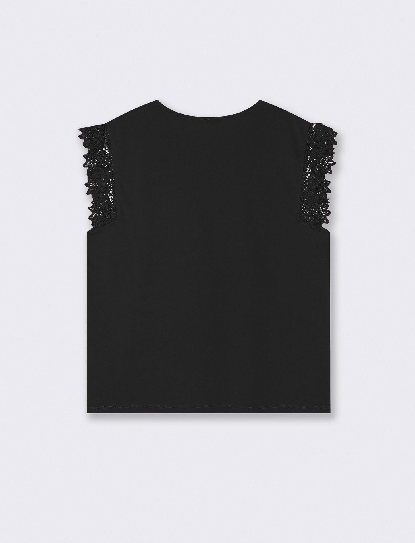 T-shirt in pizzo per donne eleganti - Nero