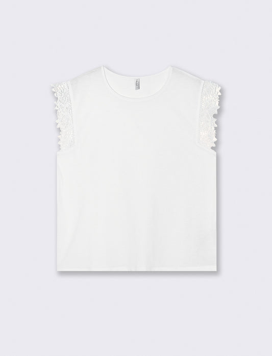 T-shirt in pizzo per donne eleganti - Bianco