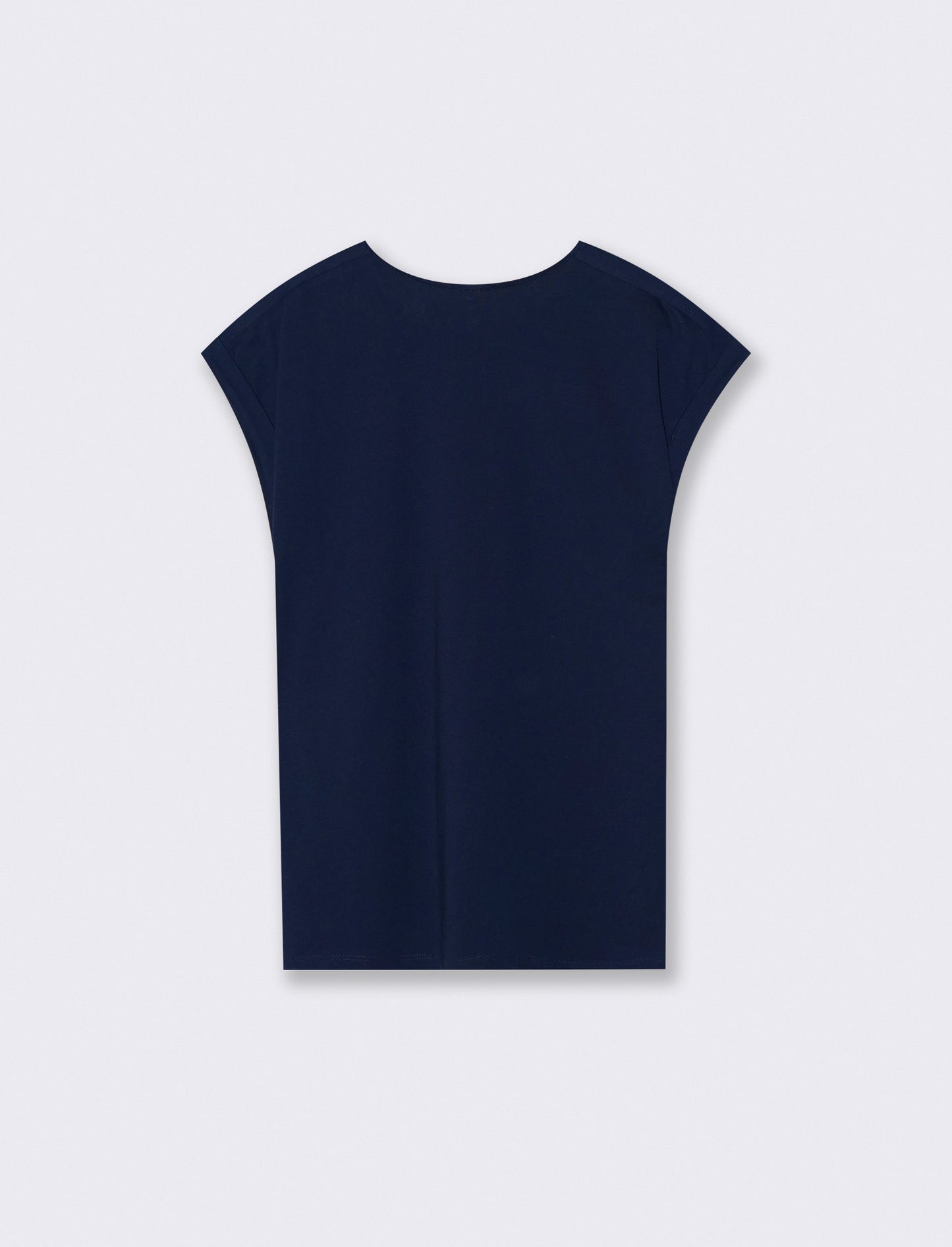 Striped T-shirt with shoulder appliqués - Blue