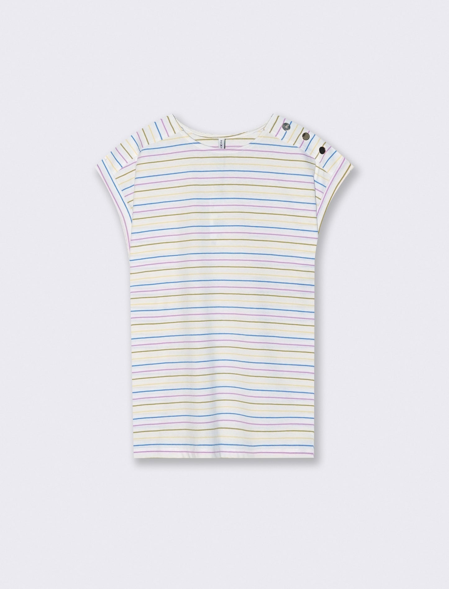 Striped T-shirt with shoulder appliqués - 