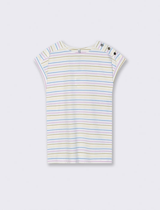Striped T-shirt with shoulder appliqués - 