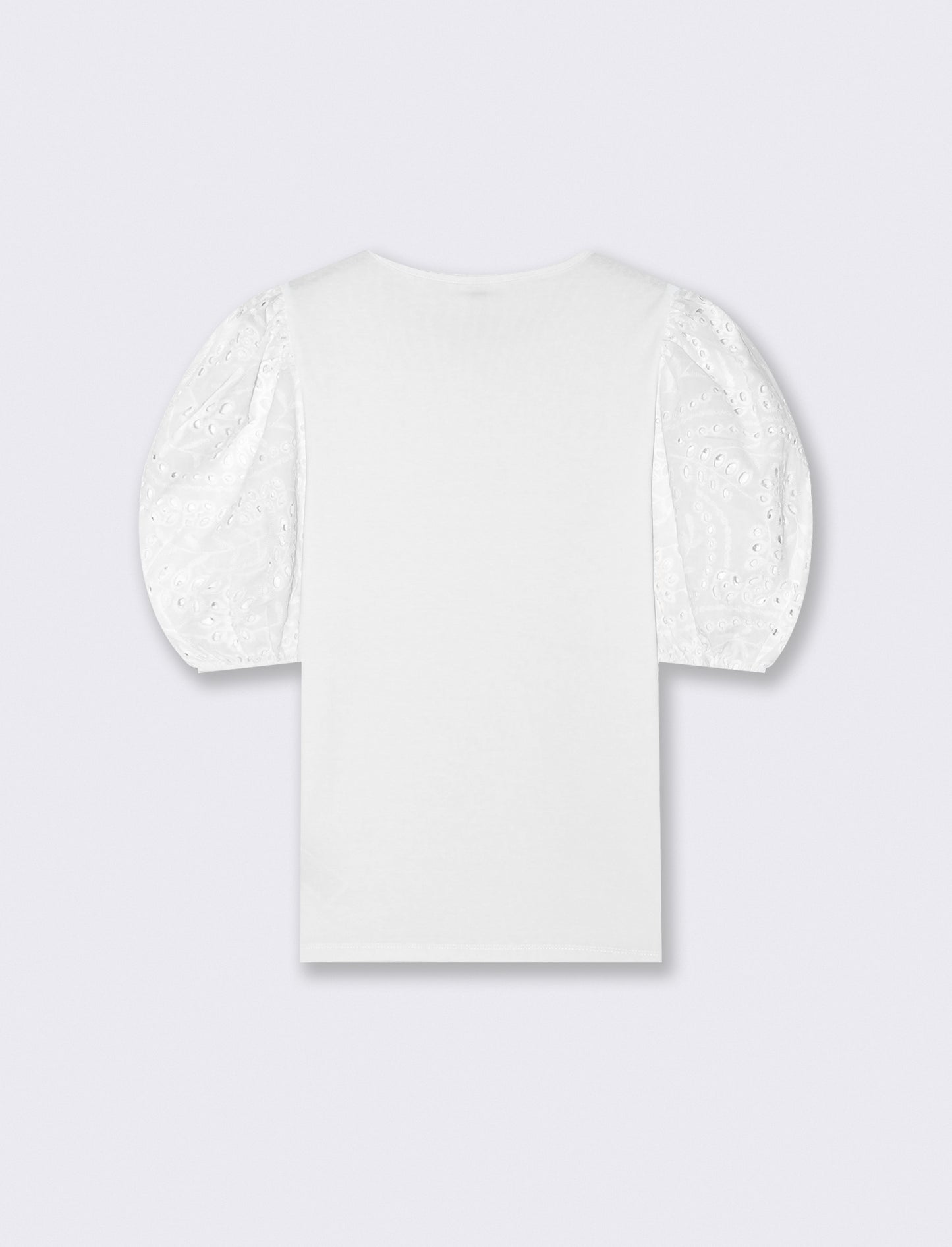 T-shirt in cotone con maniche in pizzo - Bianco