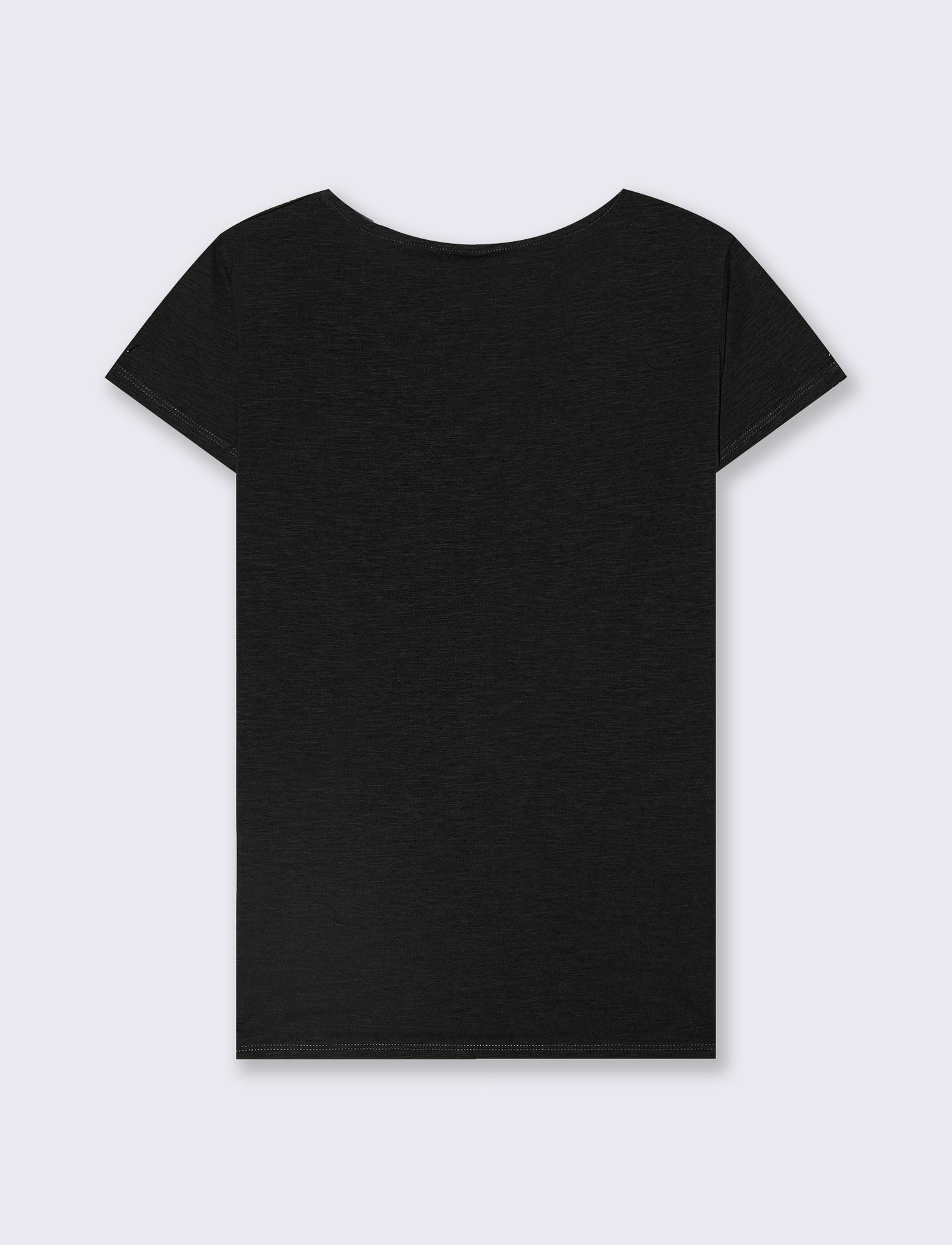 T-shirt manica corta con scollo anello - Nero